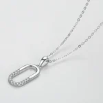 Letter O Shape Geometric Oval Pendant Necklace Sterling Silver