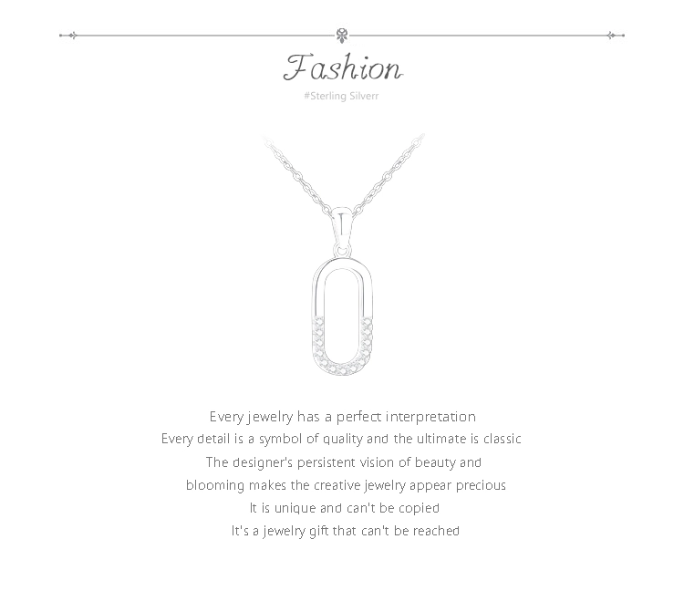 Letter O Shape Geometric Oval Pendant Necklace Sterling Silver