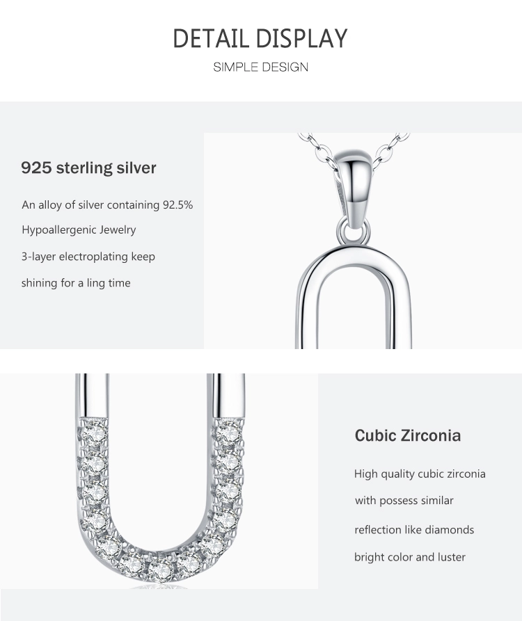 Letter O Shape Geometric Oval Pendant Necklace Sterling Silver
