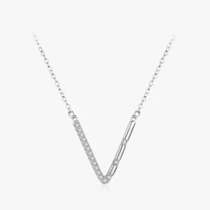 V Shape Letter Pendant Necklace Sterling Silver