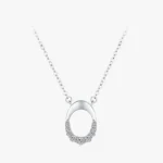 Letter O Geometric Oval Pendant Necklace Sterling Silver