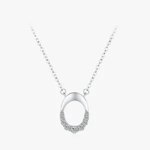 Letter O Geometric Oval Pendant Necklace Sterling Silver