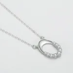 Letter O Geometric Oval Pendant Necklace Sterling Silver
