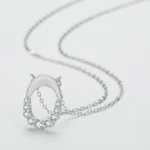 Letter O Geometric Oval Pendant Necklace Sterling Silver