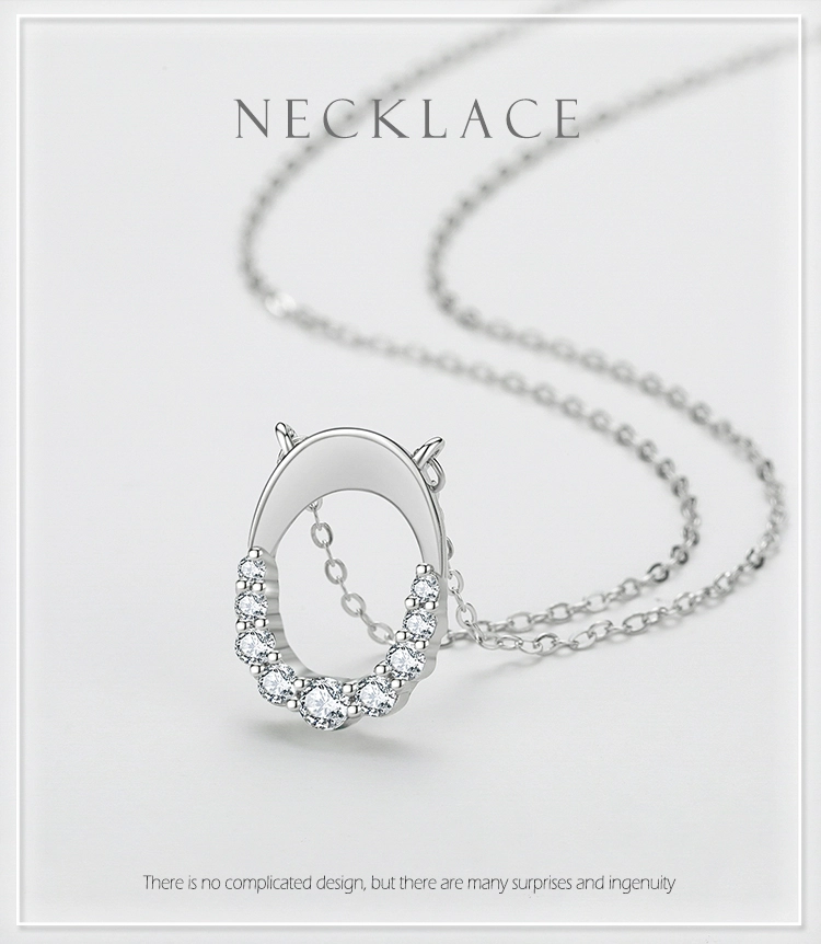 Letter O Geometric Oval Pendant Necklace Sterling Silver