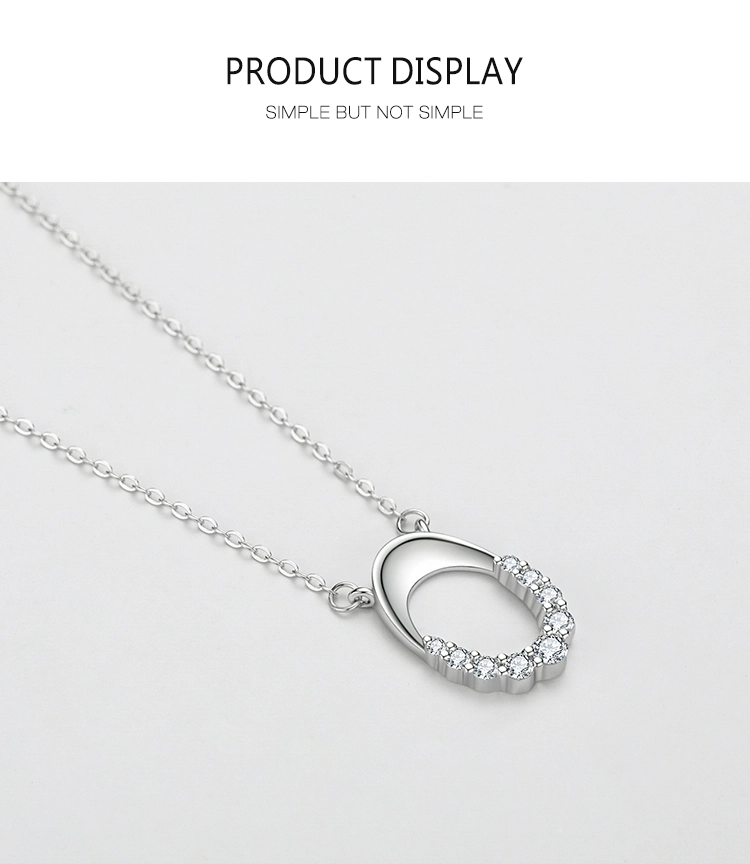 Letter O Geometric Oval Pendant Necklace Sterling Silver