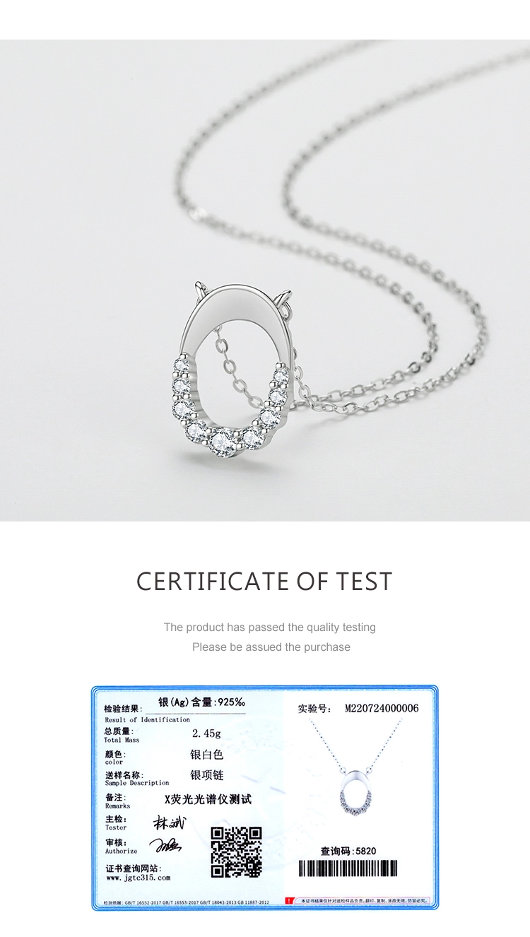 Letter O Geometric Oval Pendant Necklace Sterling Silver