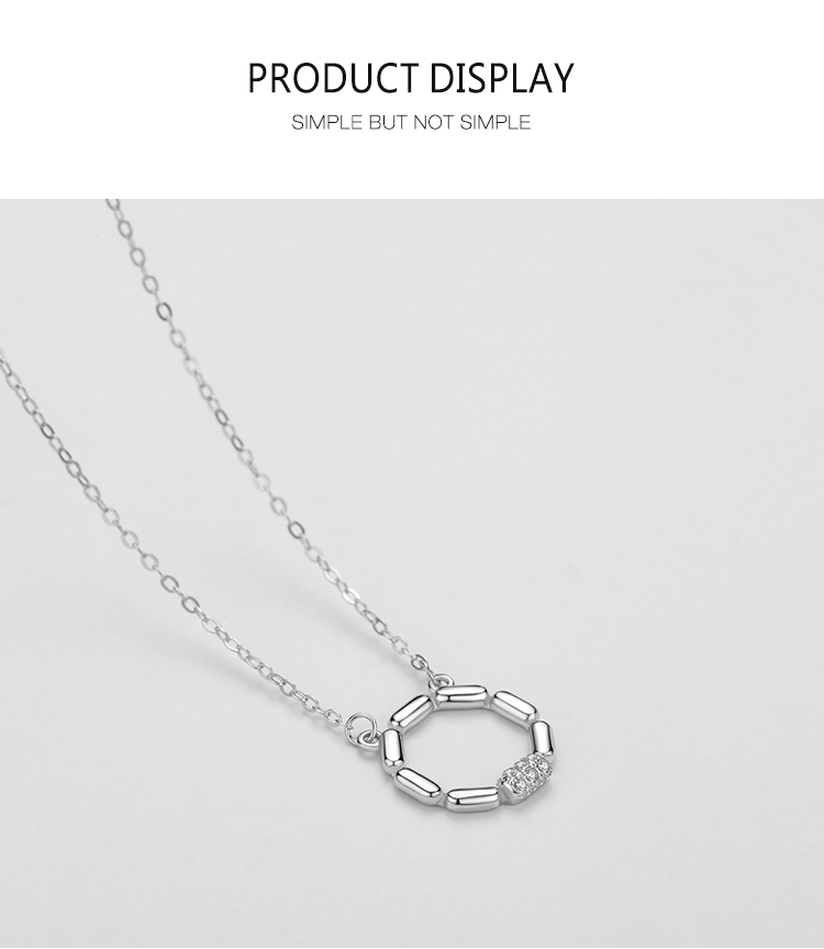 Irregular Geometric Round Circular Pendant Necklace Sterling Silver