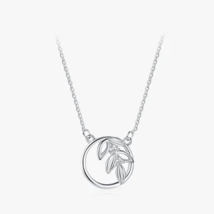 Spring Tree Leaf Leaves Dangle Pendant Necklace Sterling Silver