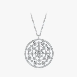Round Bubble CZ Dangle Pendant Necklace Sterling Silver