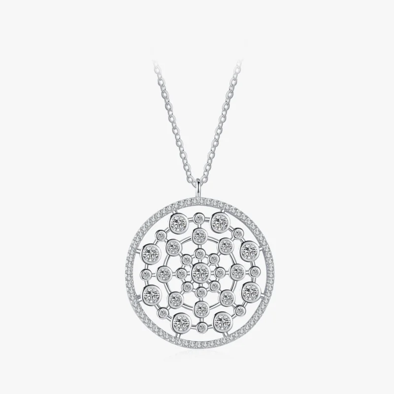 Round Bubble CZ Dangle Pendant Necklace Sterling Silver