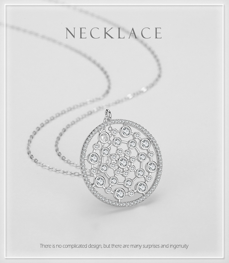 Round Bubble CZ Dangle Pendant Necklace Sterling Silver