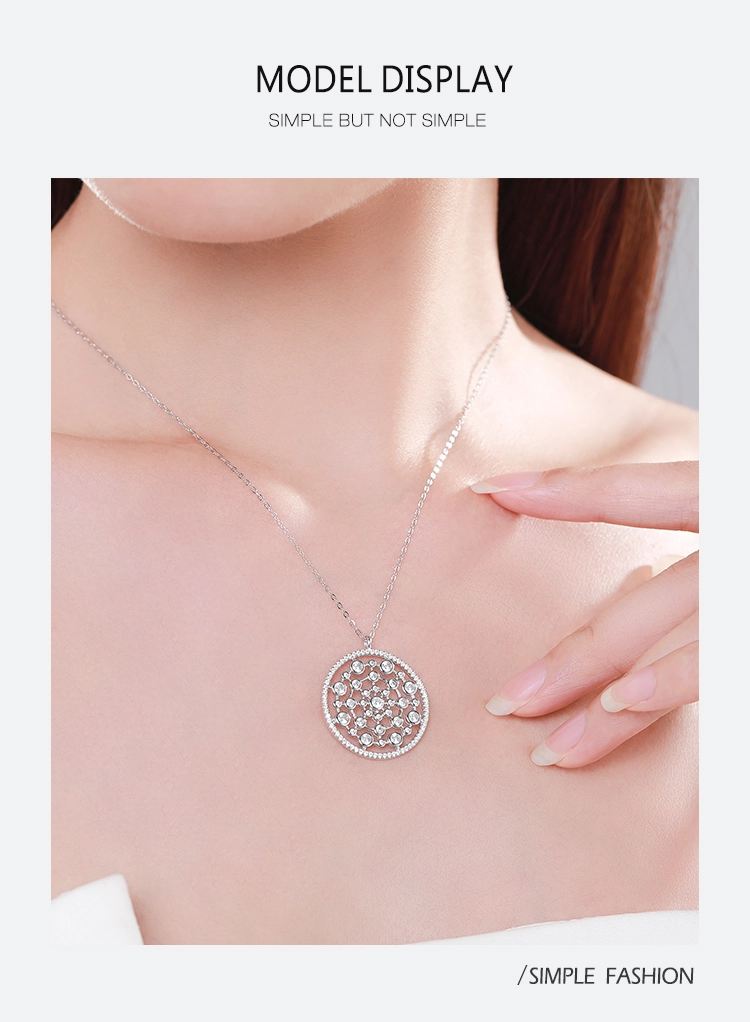 Round Bubble CZ Dangle Pendant Necklace Sterling Silver