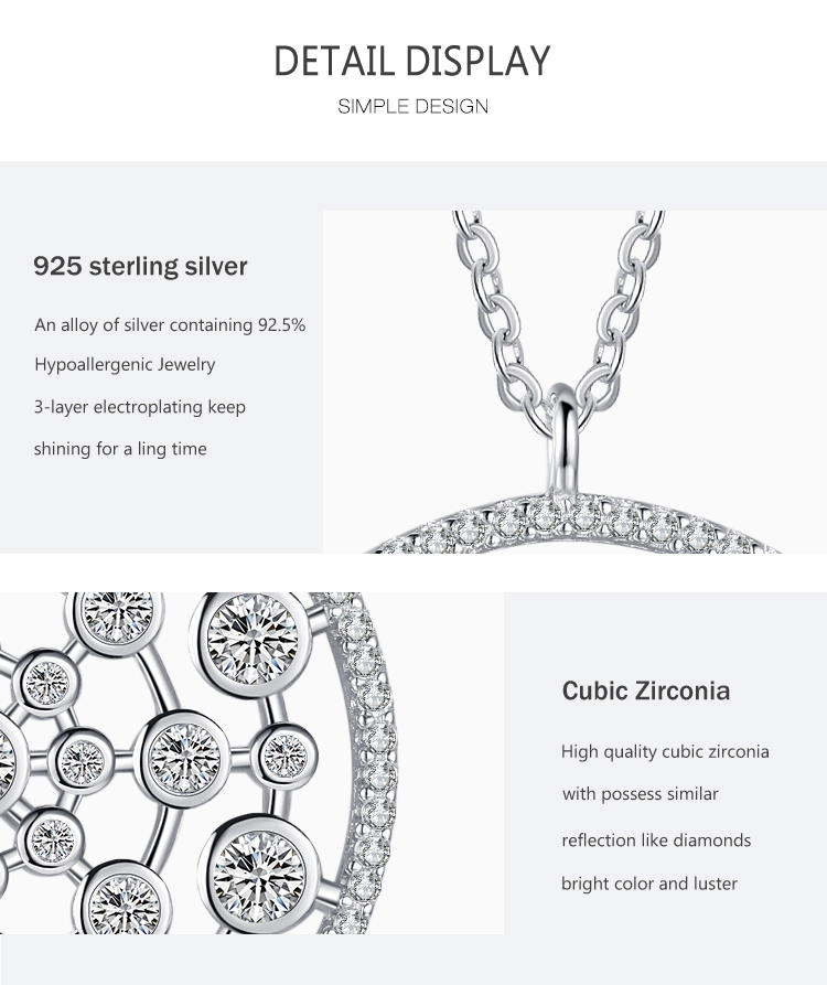 Round Bubble CZ Dangle Pendant Necklace Sterling Silver