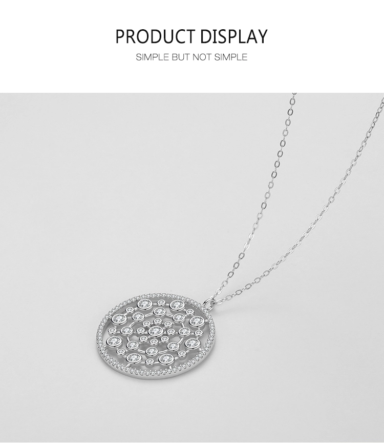 Round Bubble CZ Dangle Pendant Necklace Sterling Silver