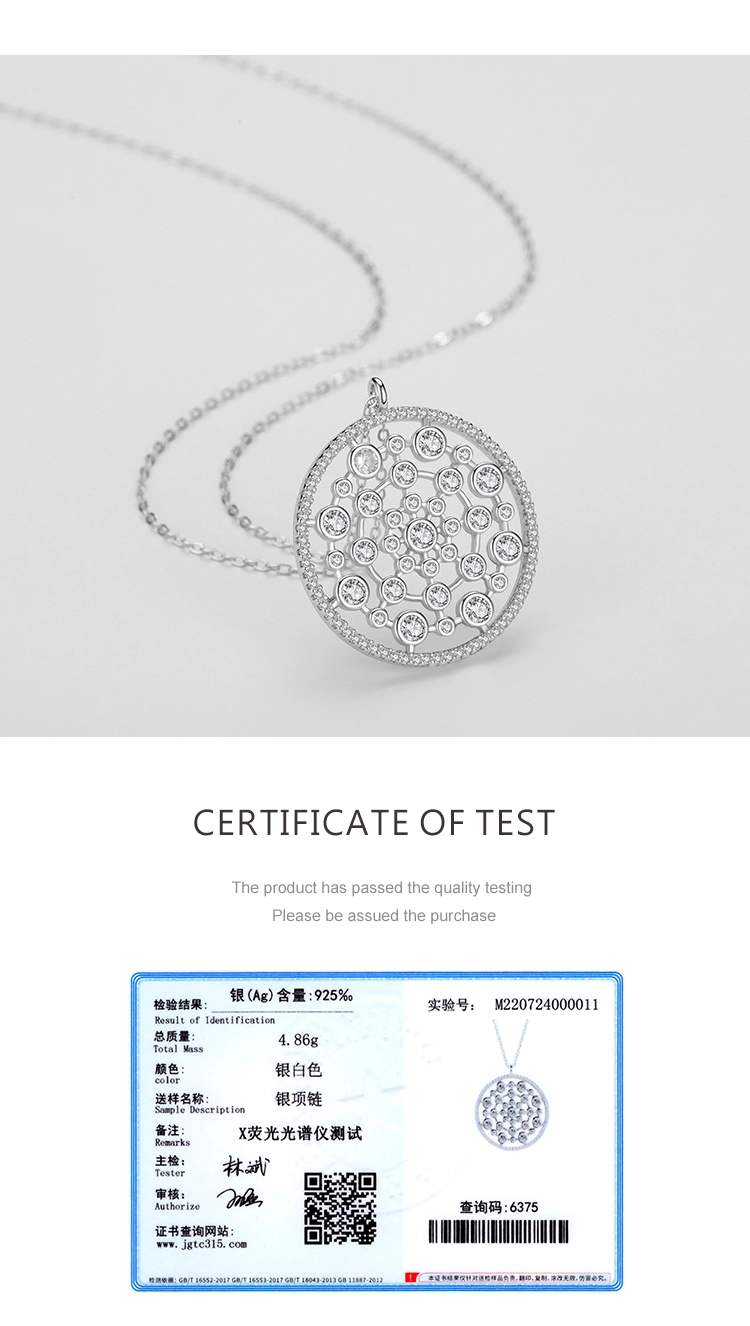 Round Bubble CZ Dangle Pendant Necklace Sterling Silver