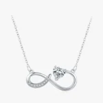 Infinite Love Heart Shining CZ Necklace Sterling Silver