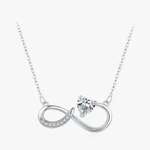 Infinite Love Heart Shining CZ Necklace Sterling Silver