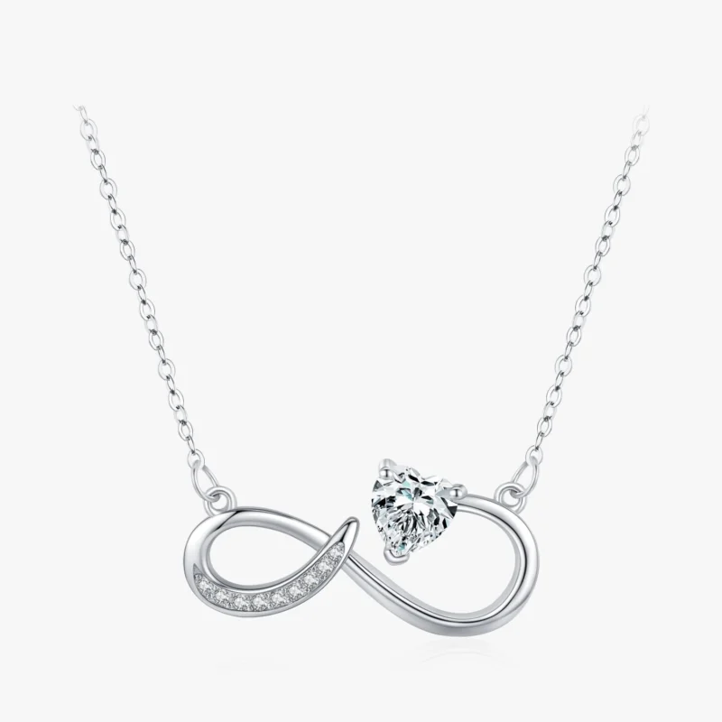Infinite Love Heart Shining CZ Necklace Sterling Silver