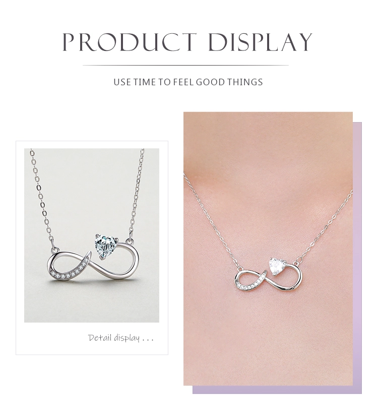 Infinite Love Heart Shining CZ Necklace Sterling Silver