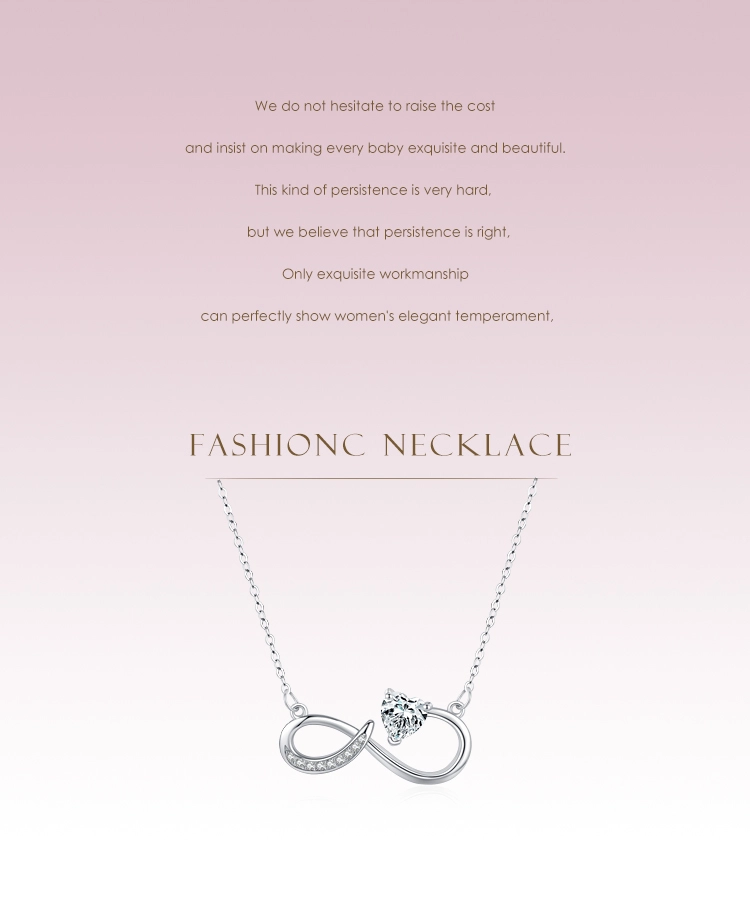 Infinite Love Heart Shining CZ Necklace Sterling Silver