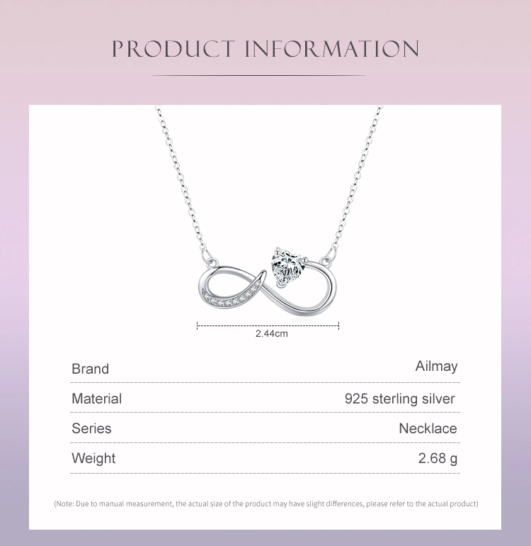 Infinite Love Heart Shining CZ Necklace Sterling Silver