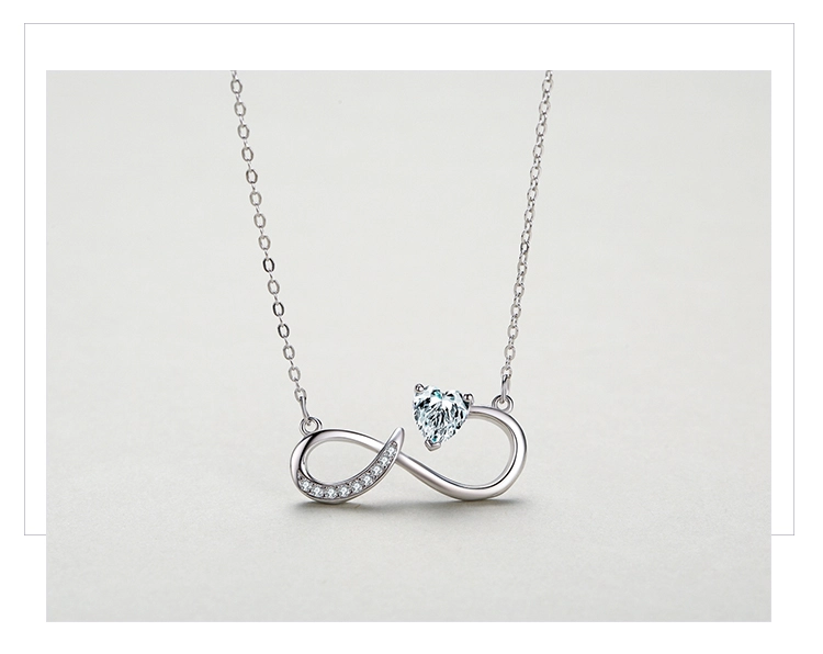 Infinite Love Heart Shining CZ Necklace Sterling Silver