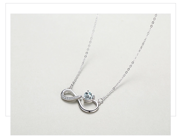 Infinite Love Heart Shining CZ Necklace Sterling Silver