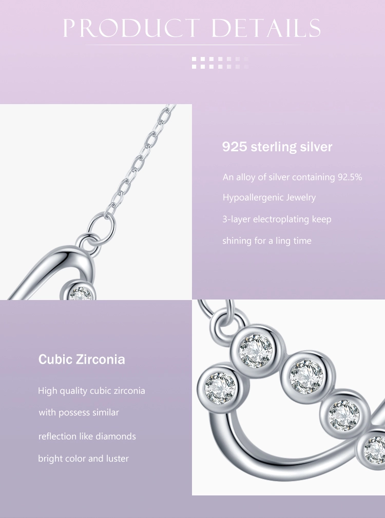 Infinite Love Tiny Small Bubble Shiny CZ Necklace Sterling Silver
