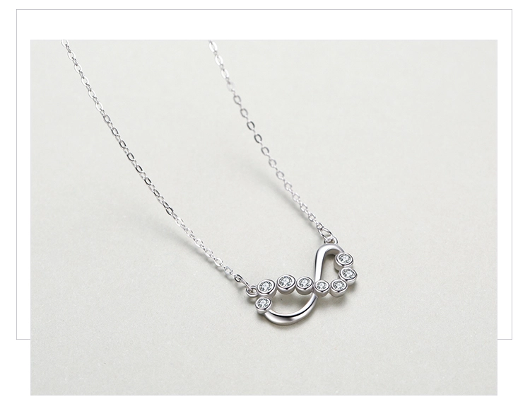 Infinite Love Tiny Small Bubble Shiny CZ Necklace Sterling Silver
