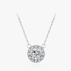Full Circle White Zircon Necklace Sterling Silver