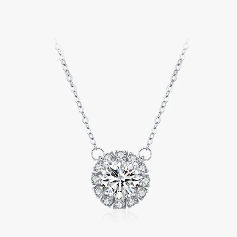Full Circle White Zircon Necklace Sterling Silver