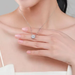 Full Circle White Zircon Necklace Sterling Silver