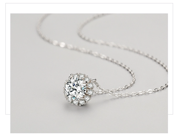 Full Circle White Zircon Necklace Sterling Silver
