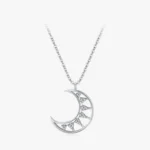 Moon Shape Pendant Necklace Sterling Silver