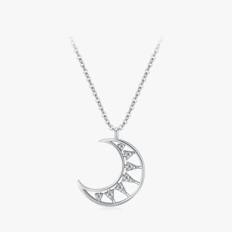 Moon Shape Pendant Necklace Sterling Silver