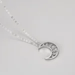 Moon Shape Pendant Necklace Sterling Silver