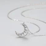 Moon Shape Pendant Necklace Sterling Silver