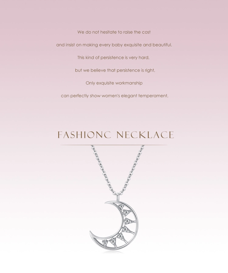 Moon Shape Pendant Necklace Sterling Silver