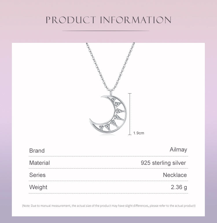 Moon Shape Pendant Necklace Sterling Silver