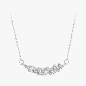 Irregular Shape Zircon Pendant Necklace Sterling Silver