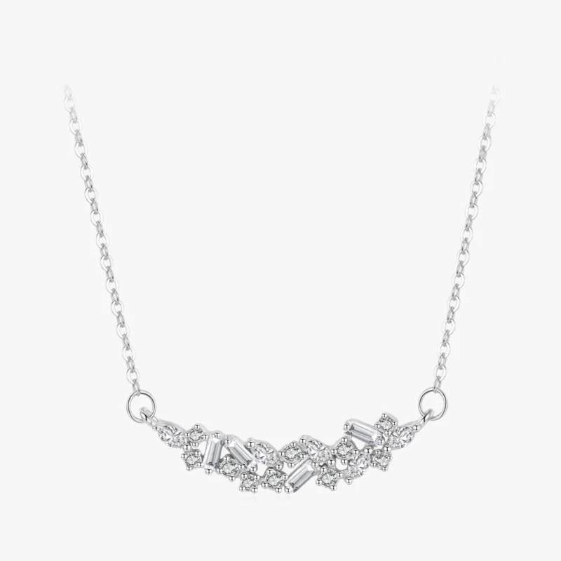 Irregular Shape Zircon Pendant Necklace Sterling Silver
