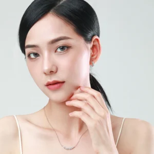 Irregular Shape Zircon Pendant Necklace Sterling Silver