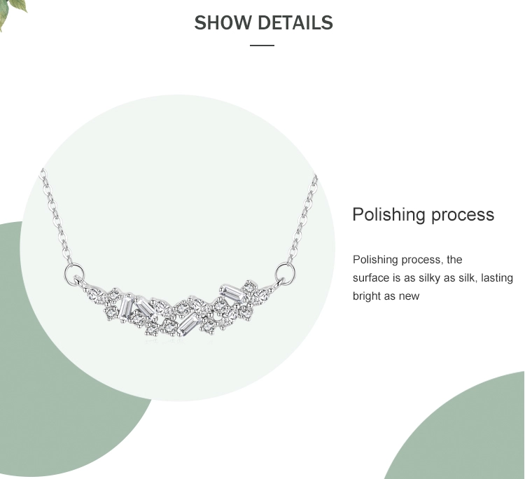 Irregular Shape Zircon Pendant Necklace Sterling Silver