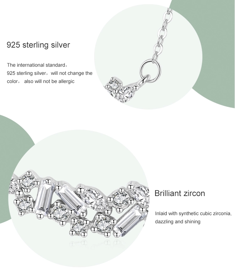 Irregular Shape Zircon Pendant Necklace Sterling Silver