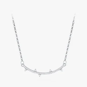 Smile Pendant Necklace Zircon Sterling Silver