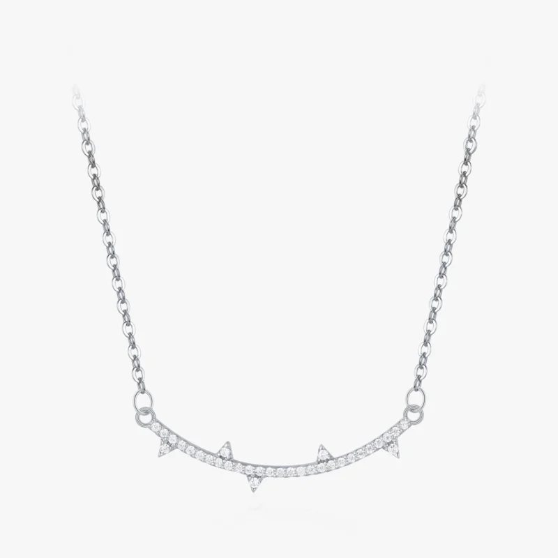 Smile Pendant Necklace Zircon Sterling Silver