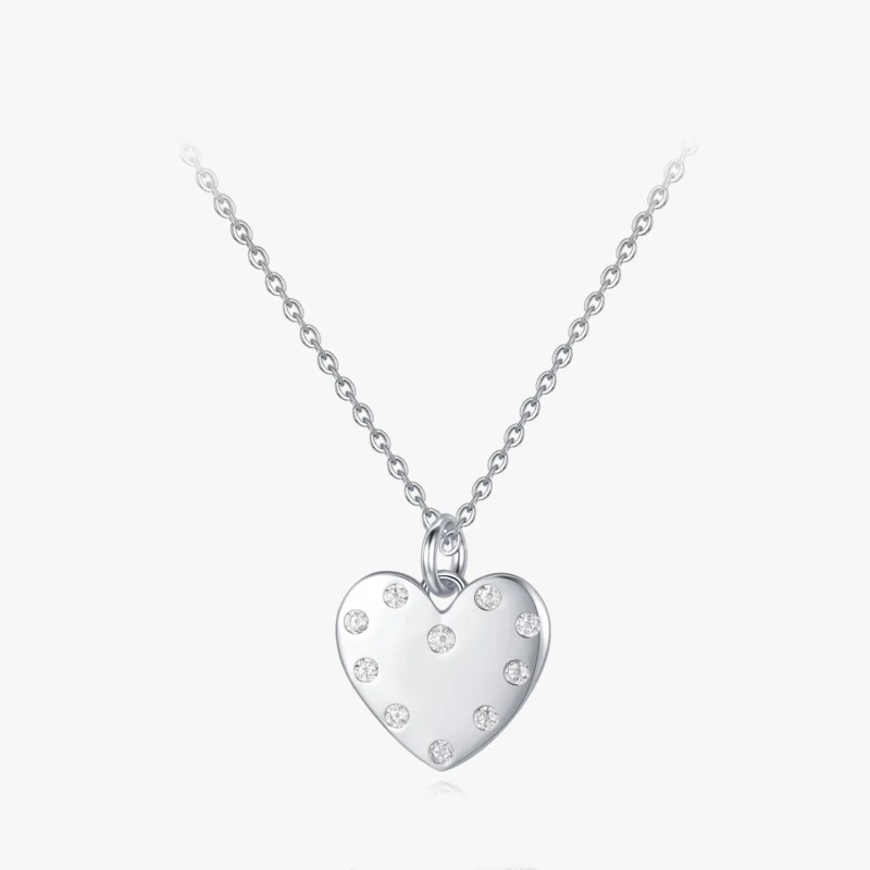 Heart Trendy Pendant Zircon Necklace Sterling Silver
