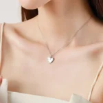 Heart Trendy Pendant Zircon Necklace Sterling Silver