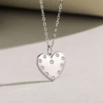 Heart Trendy Pendant Zircon Necklace Sterling Silver